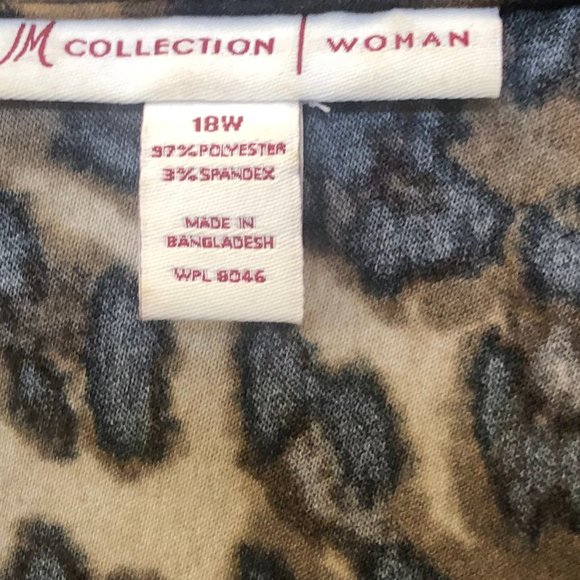 M Collection Leopard Print 3/4 Sleeve Blouse - Picture 3 of 16